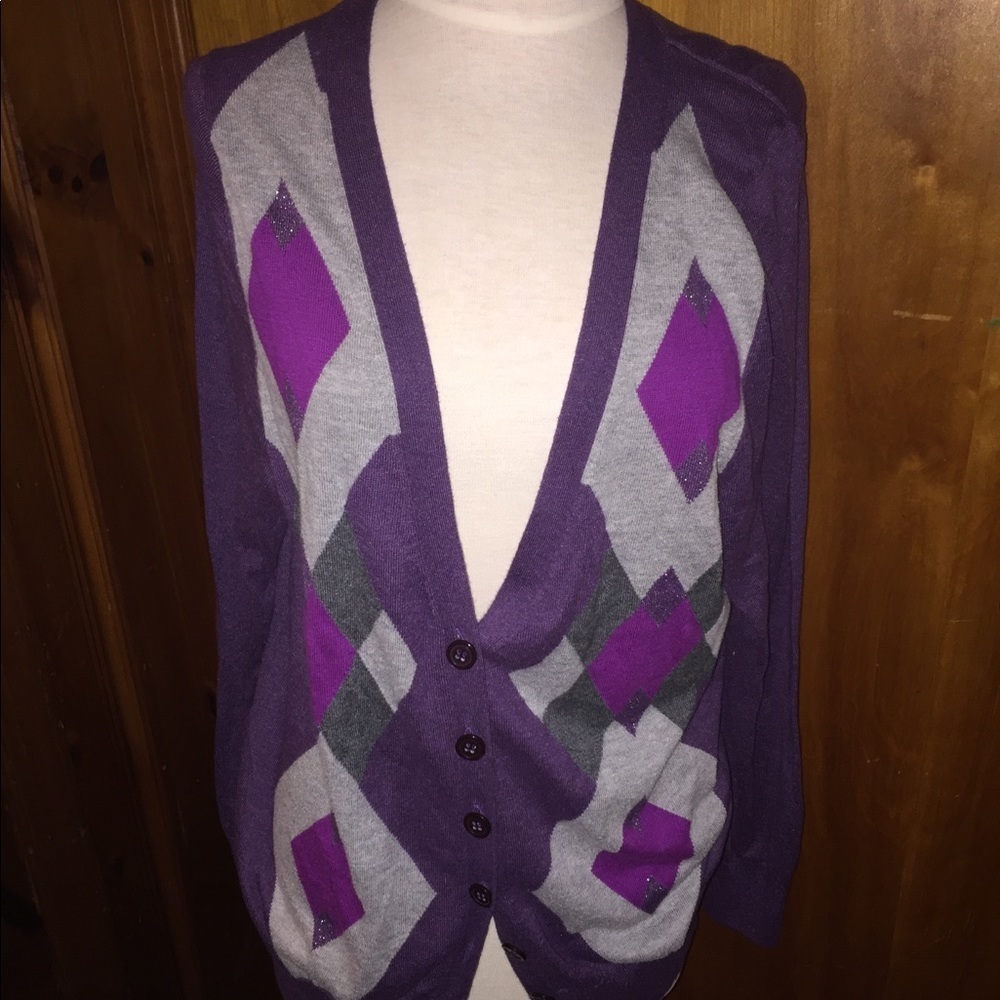 𝅺Lane Bryant purple cardigan sweater plus size 14